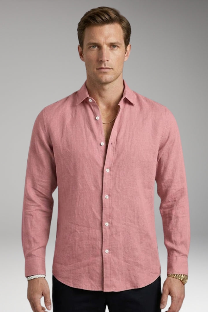 Men's Shirt with Classic Collar and Rollable Sleeves