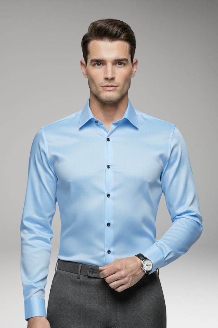 Men’s Shirt with Pointed Collar and Button Closure