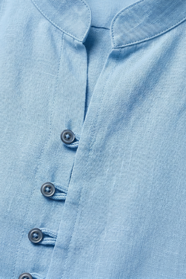 Men's Shirt with Stand-up Collar and Rollable Sleeves