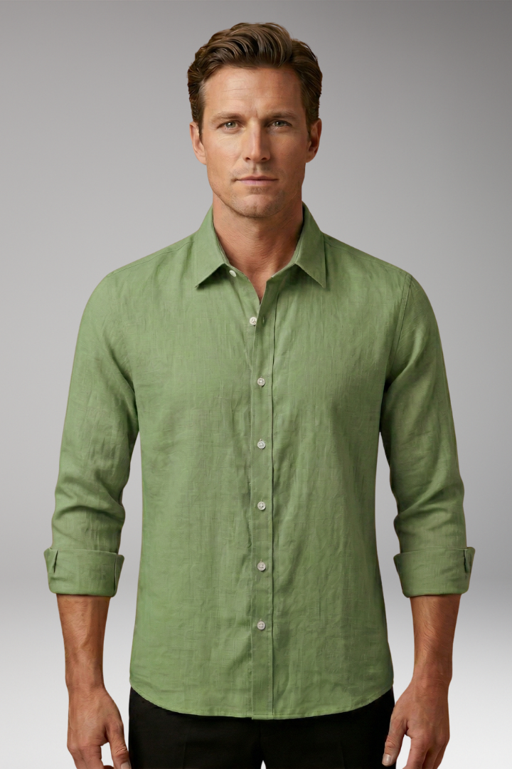 Men's Shirt with Structured Collar and Long Sleeves