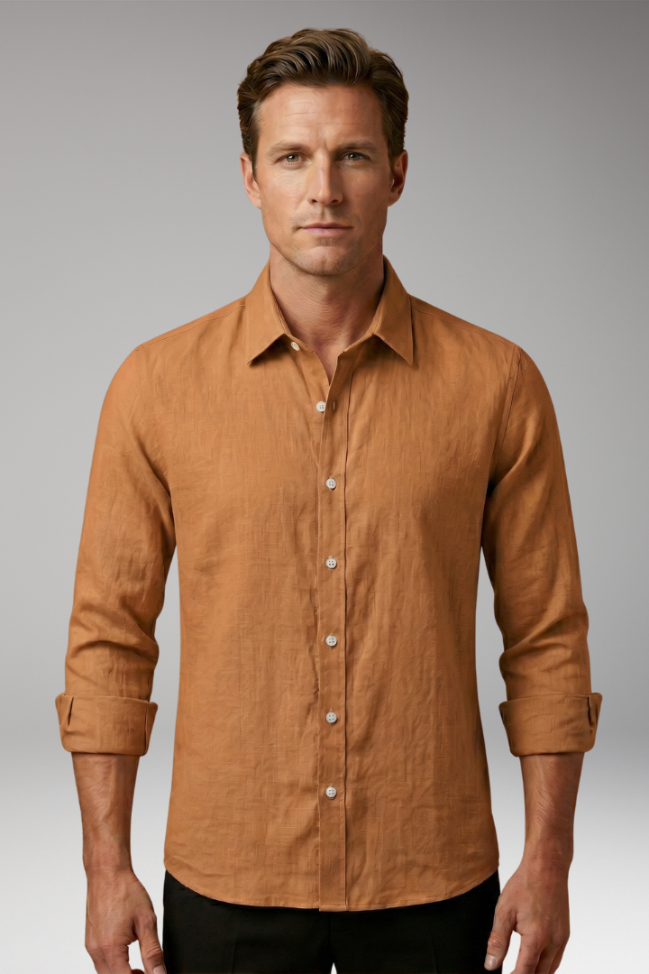 Men's Shirt with Structured Collar and Long Sleeves