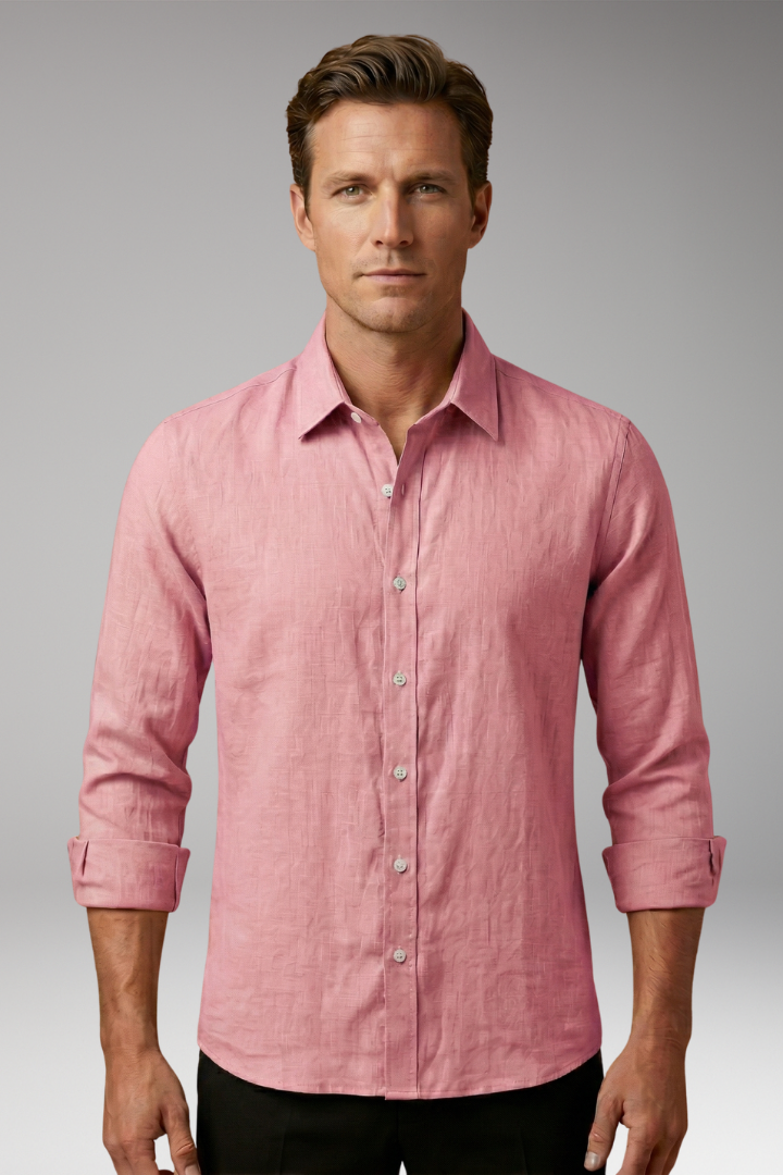 Men's Shirt with Structured Collar and Long Sleeves