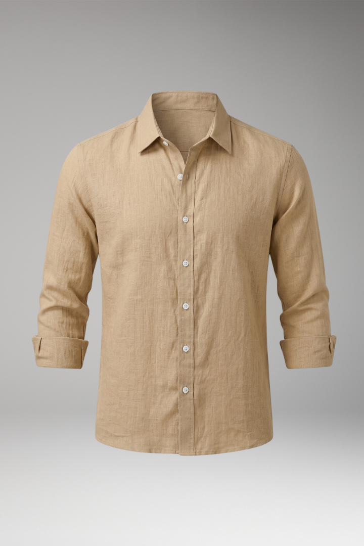 Men's Shirt with Structured Collar and Long Sleeves