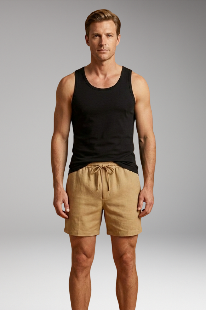 Men's Short-Length Swim Shorts with Drawstring Waistband