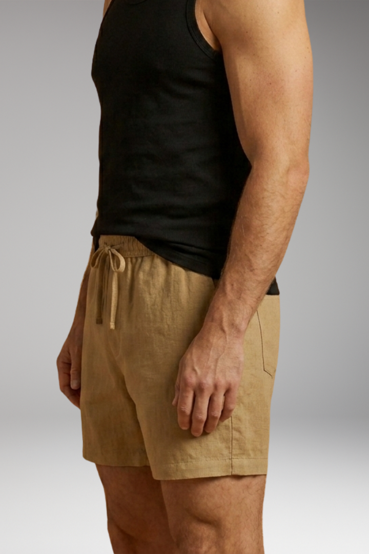 Men's Short-Length Swim Shorts with Drawstring Waistband