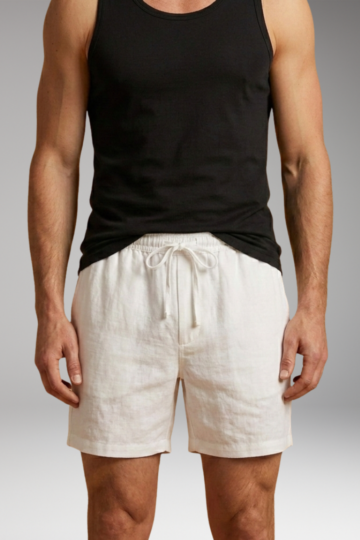 Men's Short-Length Swim Shorts with Drawstring Waistband