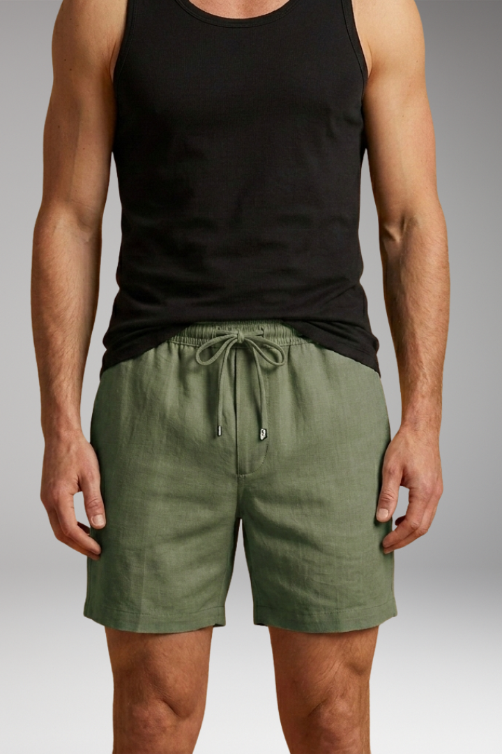 Men's Short-Length Swim Shorts with Drawstring Waistband