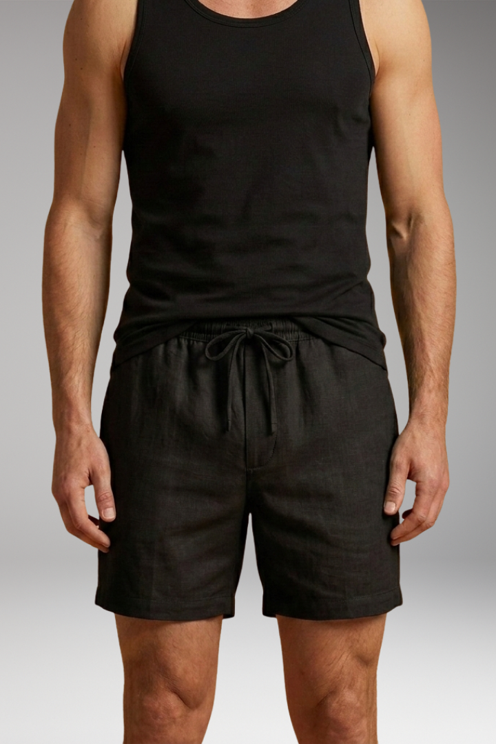 Men's Short-Length Swim Shorts with Drawstring Waistband