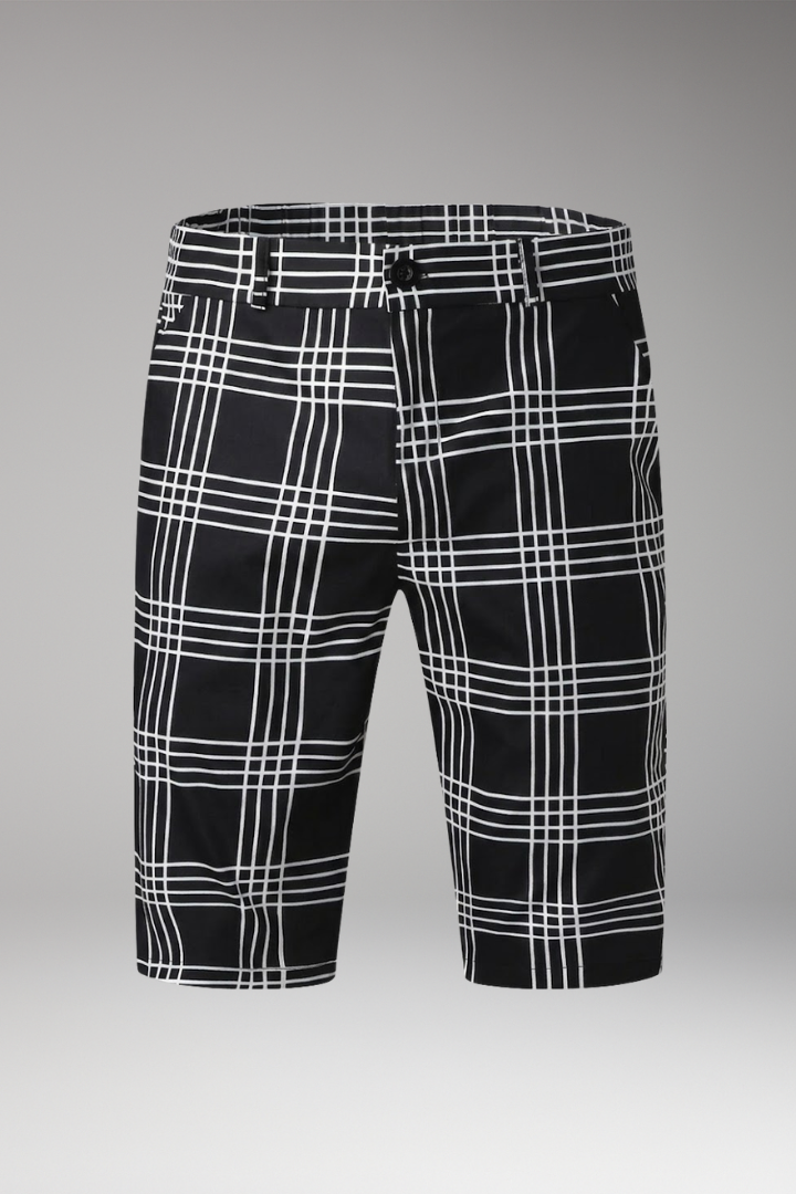 Men's Shorts with Checkered Pattern and Side Pockets