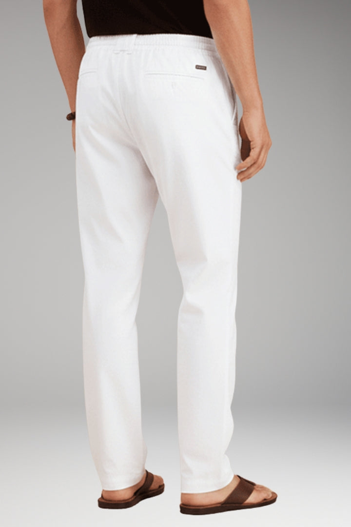 Men's Slim-Fit Casual Trousers with Adjustable Drawstring and Pockets