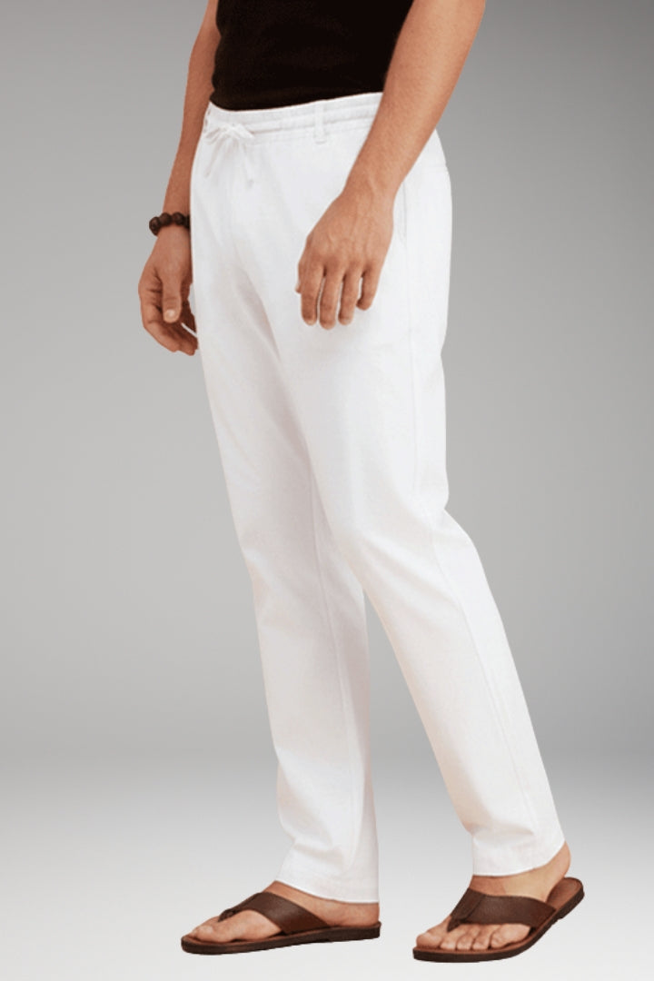 Men's Slim-Fit Casual Trousers with Adjustable Drawstring and Pockets