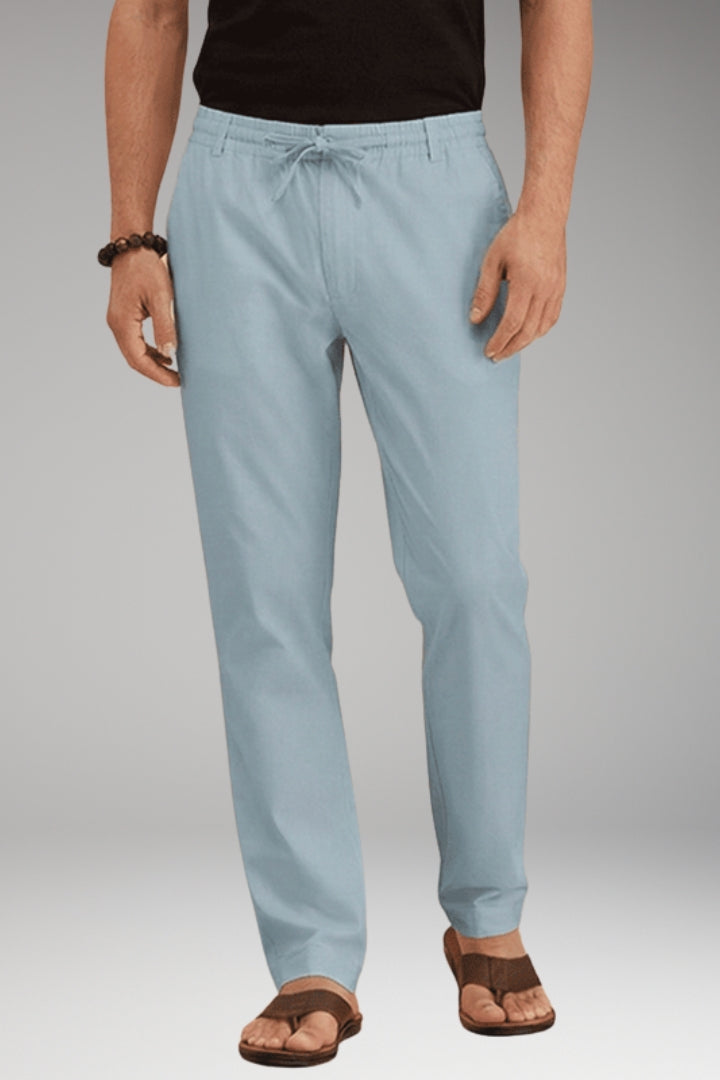 Men's Slim-Fit Casual Trousers with Adjustable Drawstring and Pockets