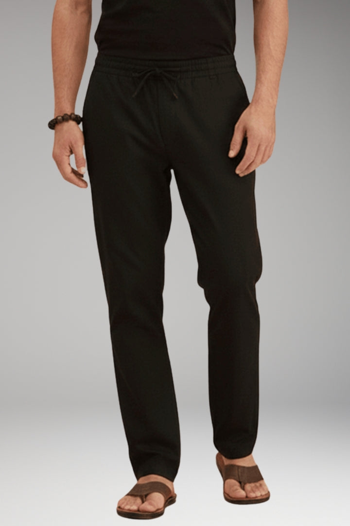 Men's Slim-Fit Casual Trousers with Adjustable Drawstring and Pockets