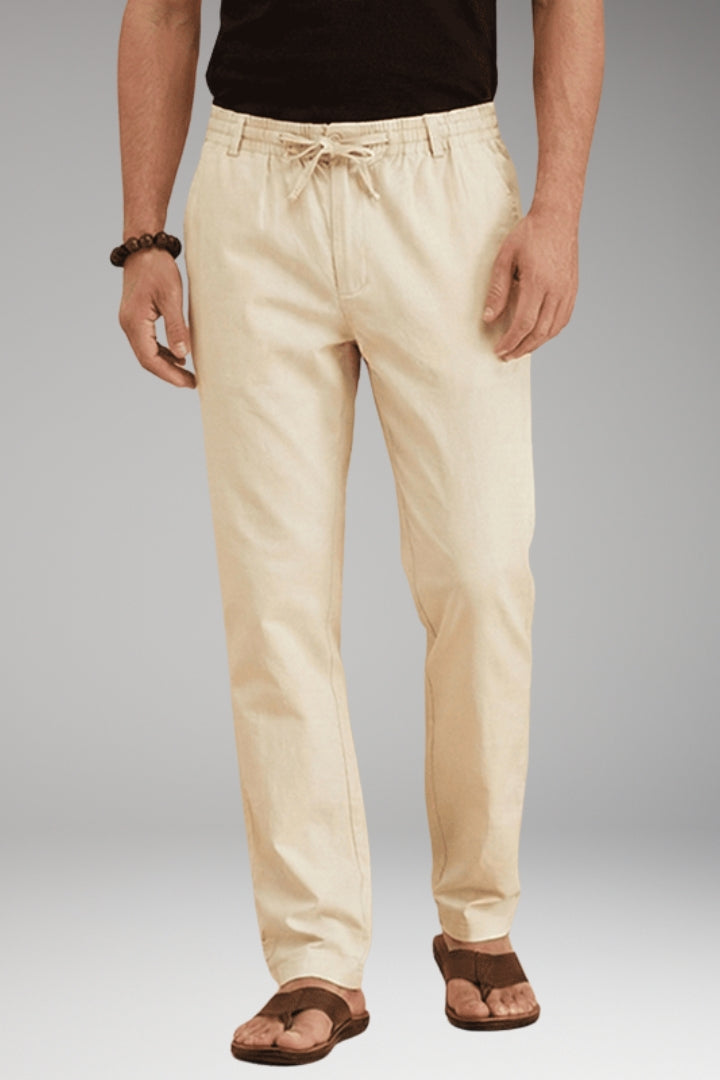 Men's Slim-Fit Casual Trousers with Adjustable Drawstring and Pockets