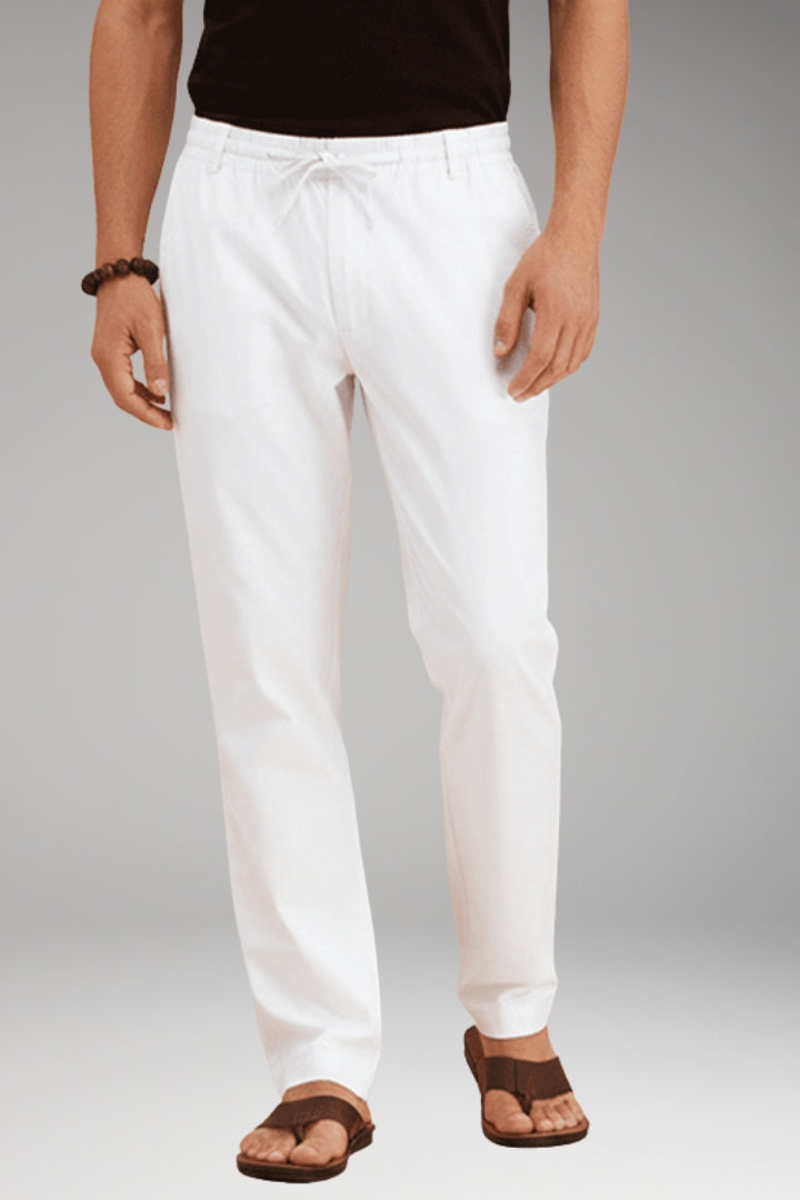 Men's Slim-Fit Casual Trousers with Adjustable Drawstring and Pockets