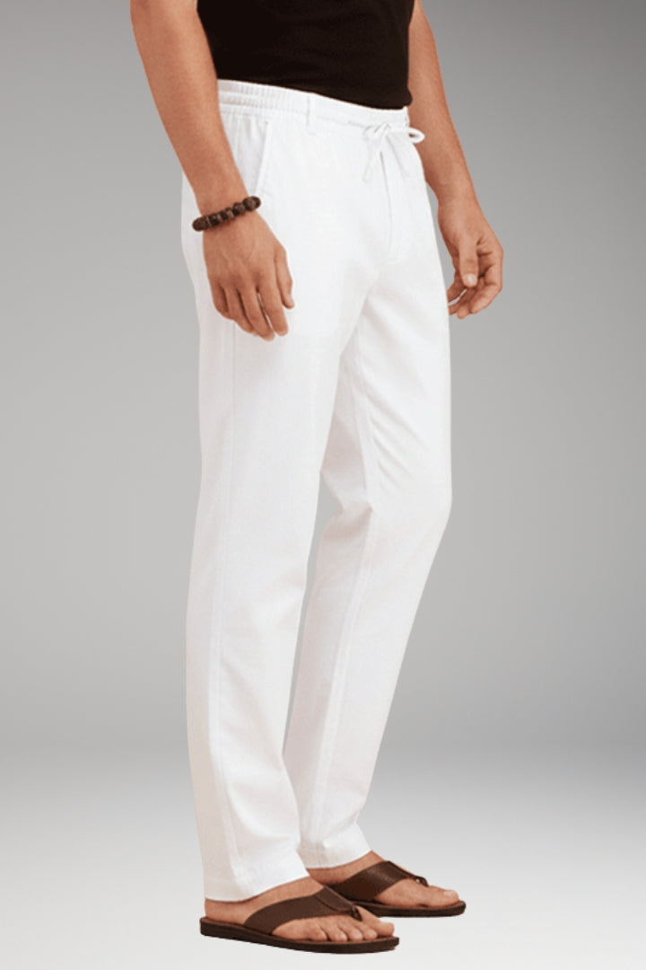 Men's Slim-Fit Casual Trousers with Adjustable Drawstring and Pockets