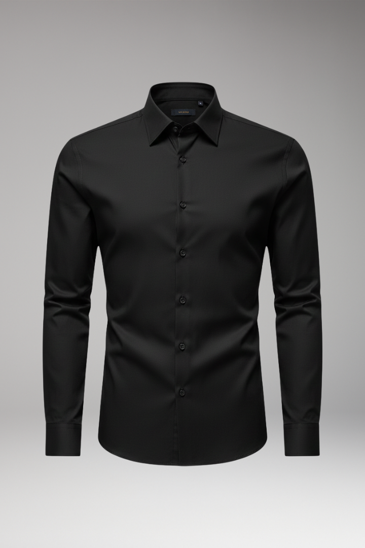 Men's Slim Shirt with Pointed Collar and Button Closure