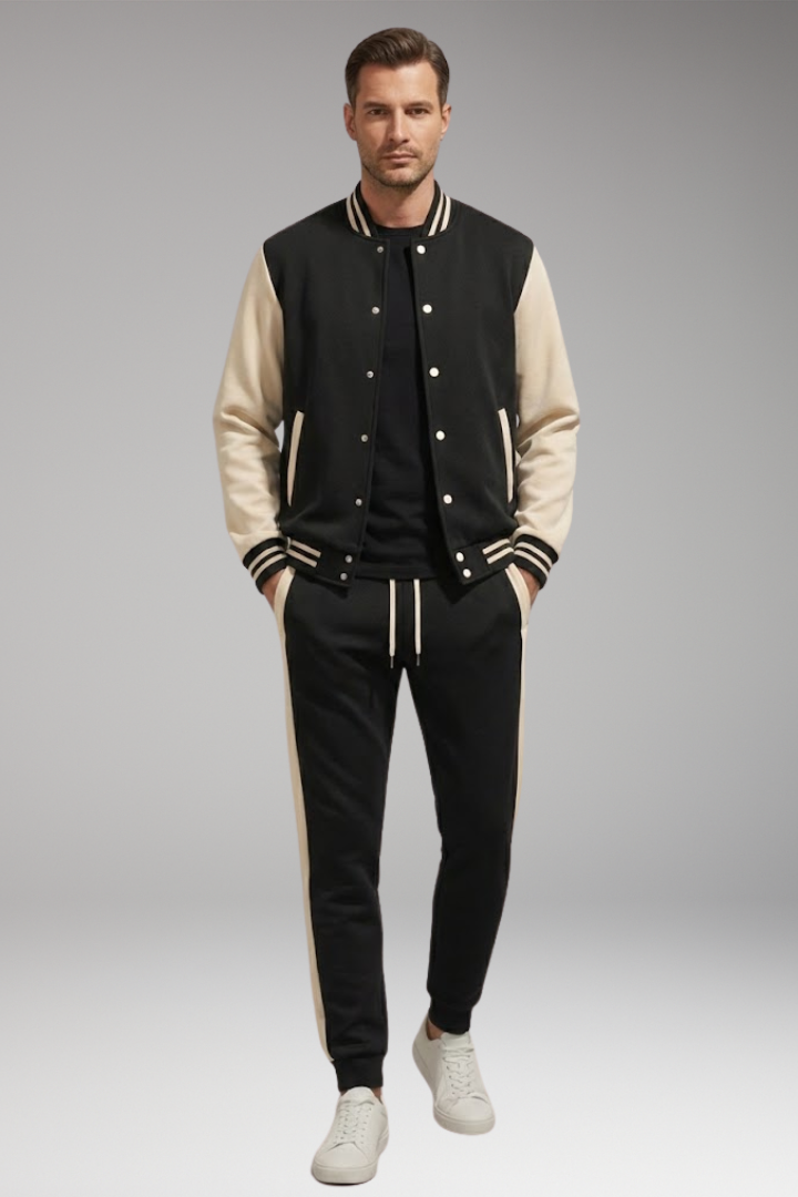 Men's Sports Suit with Bomber Jacket and Jogging Pants
