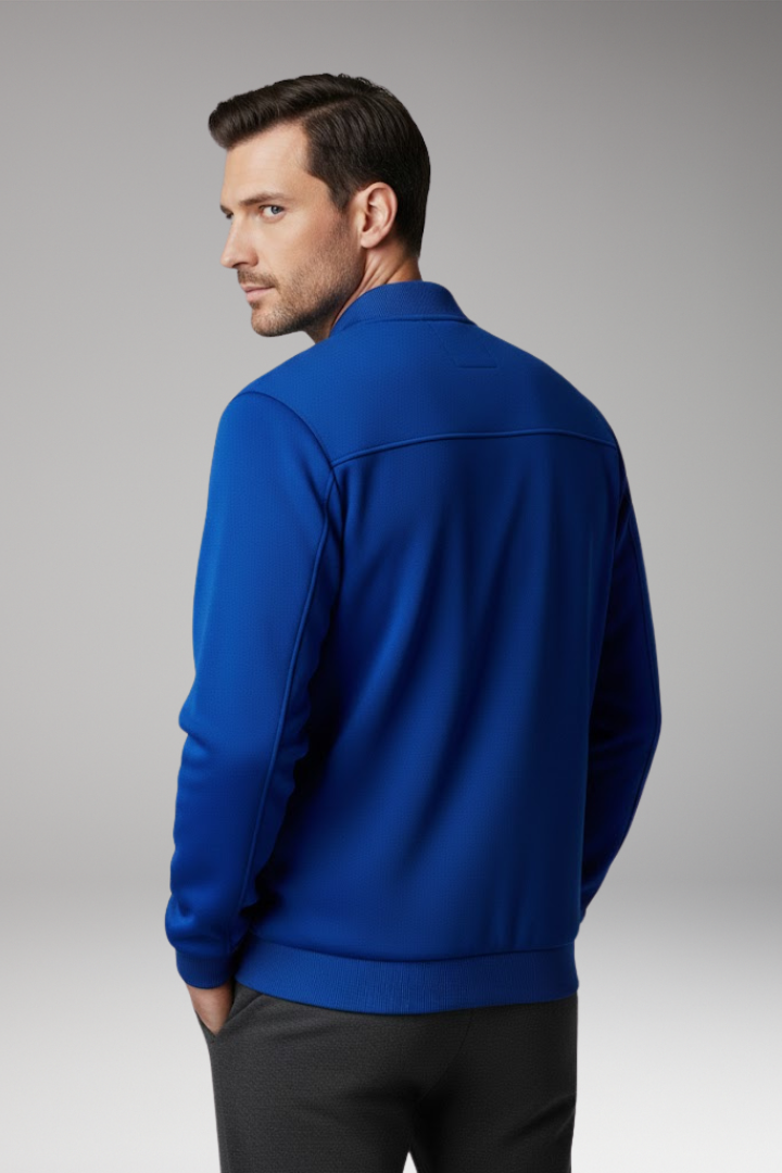 Men's Sporty Bomber Jacket with Front Closure and Side Pockets