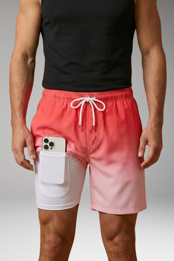 Men's Stretch Shorts with Drawstring Waistband and Inner Briefs