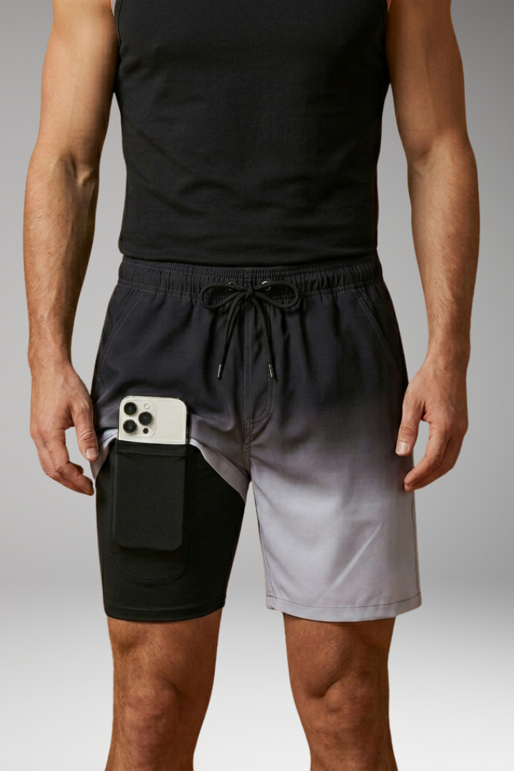 Men's Stretch Shorts with Drawstring Waistband and Inner Briefs
