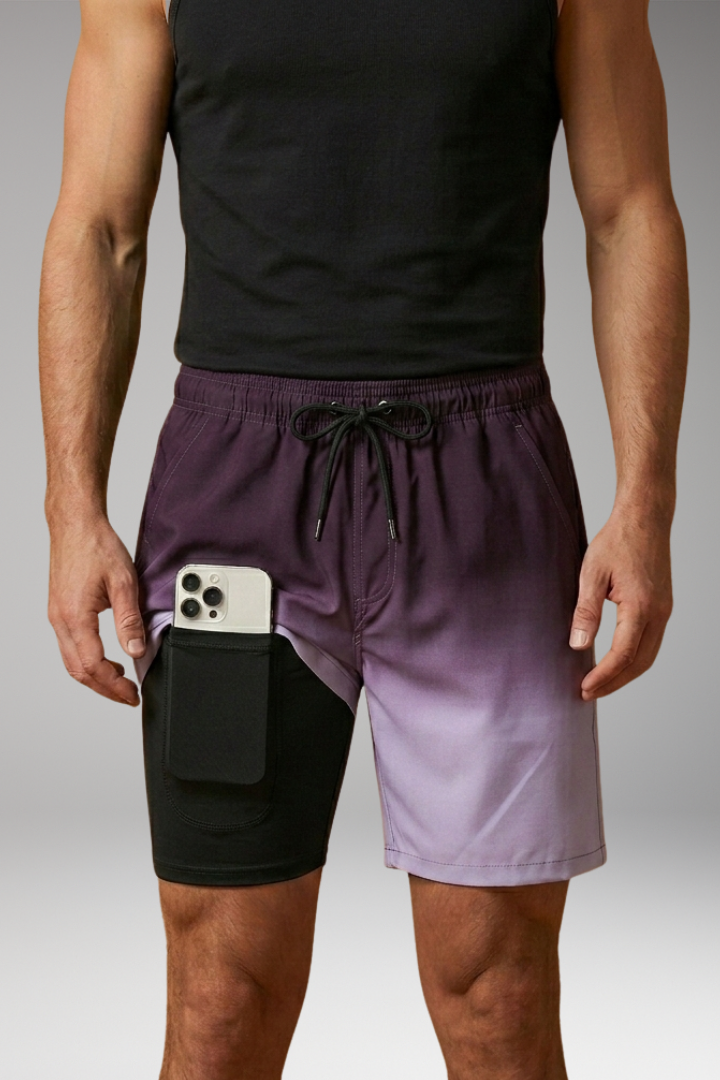 Men's Stretch Shorts with Drawstring Waistband and Inner Briefs