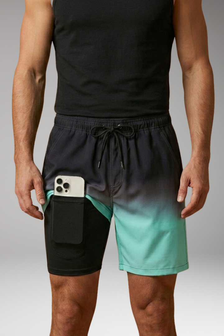 Men's Stretch Shorts with Drawstring Waistband and Inner Briefs