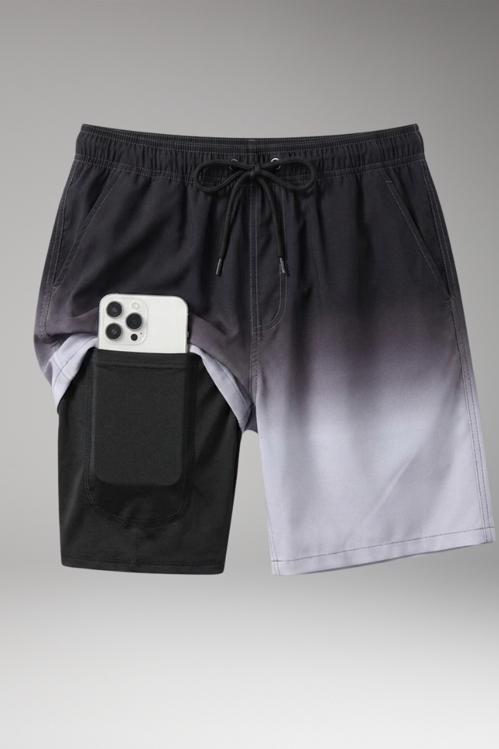 Men's Stretch Shorts with Drawstring Waistband and Inner Briefs