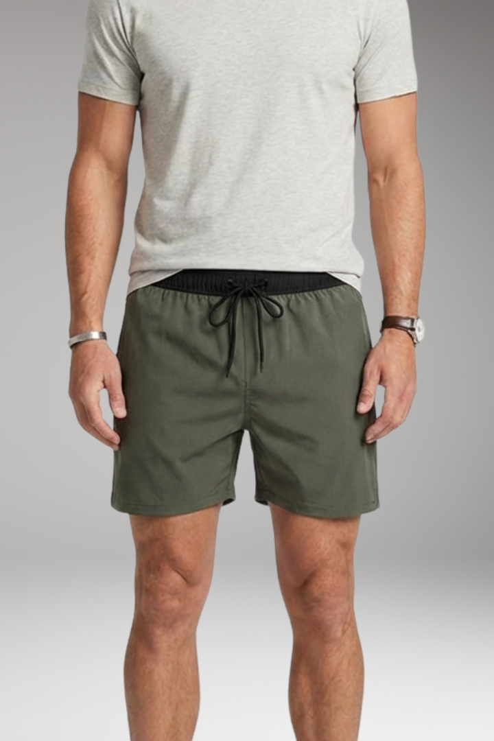 Men's Stretch Shorts with Drawstring Waistband and Side Pockets
