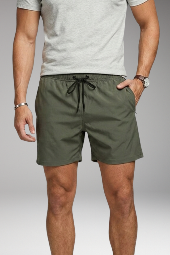 Men's Stretch Shorts with Drawstring Waistband and Side Pockets