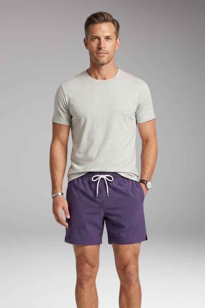 Men's Stretch Shorts with Drawstring Waistband and Side Pockets
