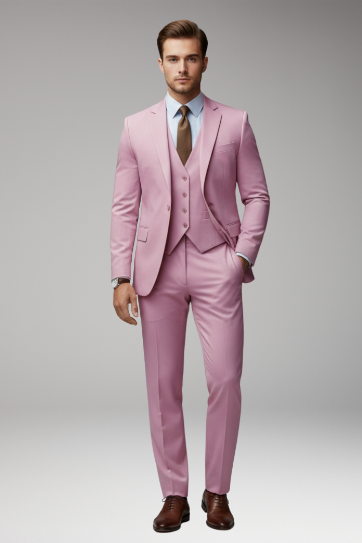Men’s Suit Set with Blazer Vest and Trousers
