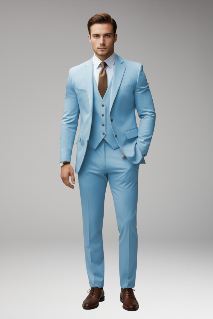 Men’s Suit Set with Blazer Vest and Trousers