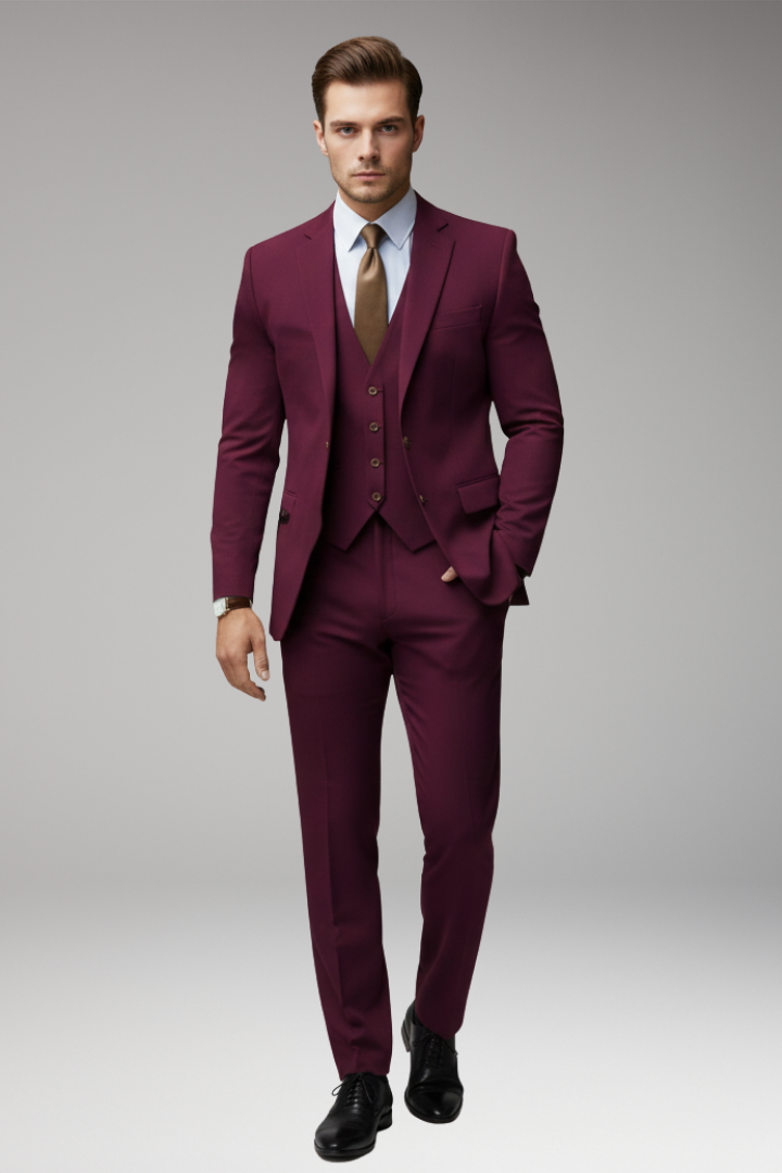 Men’s Suit Set with Blazer Vest and Trousers