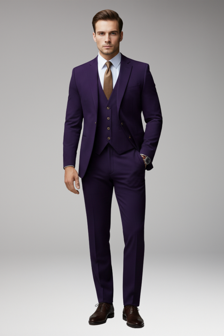 Men’s Suit Set with Blazer Vest and Trousers
