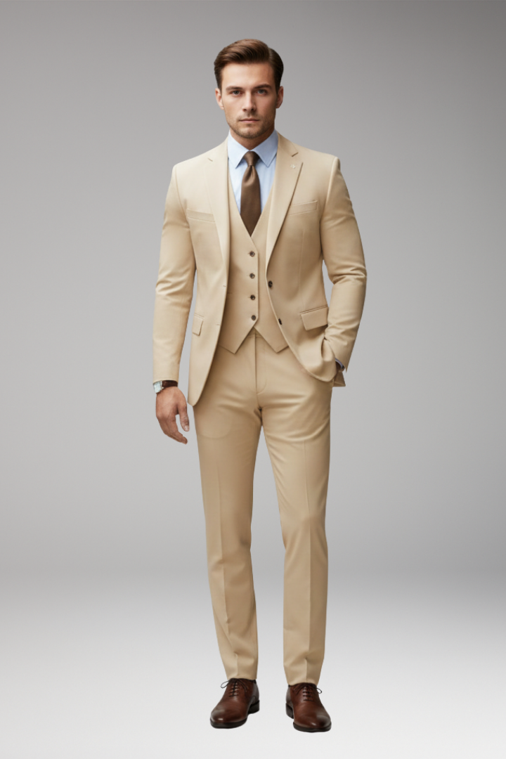 Men’s Suit Set with Blazer Vest and Trousers
