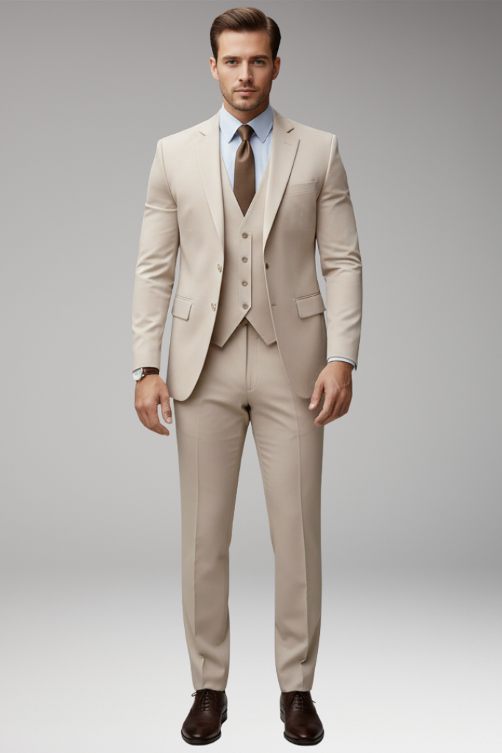 Men’s Suit Set with Blazer Vest and Trousers