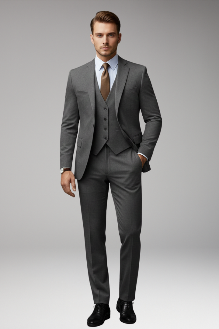 Men’s Suit Set with Blazer Vest and Trousers