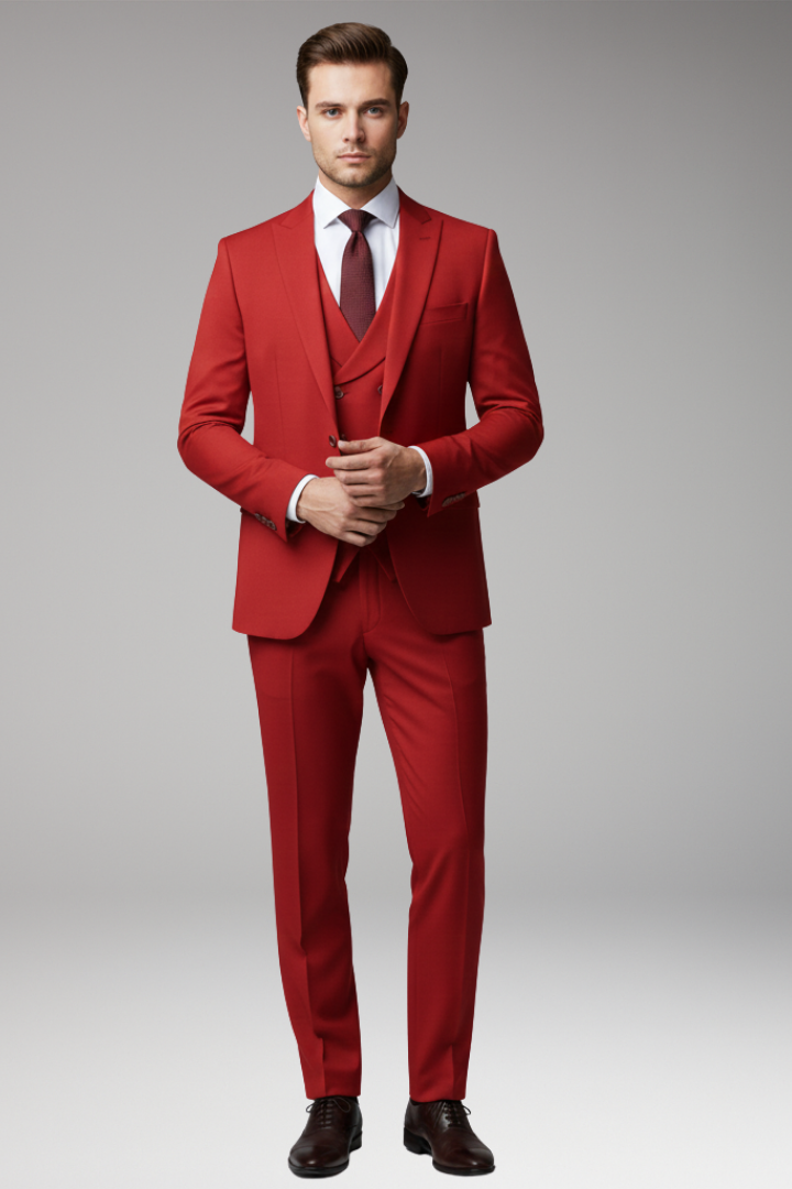 Men’s Suit Set with Blazer Vest and Trousers