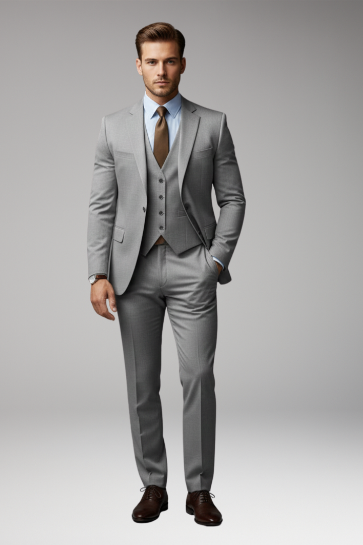 Men’s Suit Set with Blazer Vest and Trousers