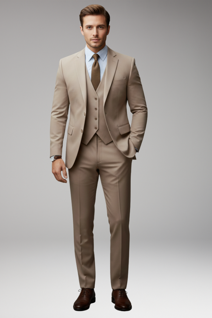 Men’s Suit Set with Blazer Vest and Trousers