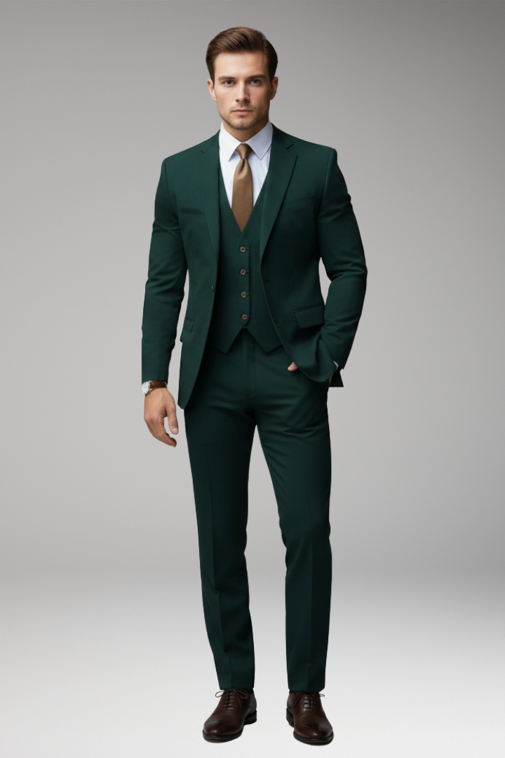 Men’s Suit Set with Blazer Vest and Trousers