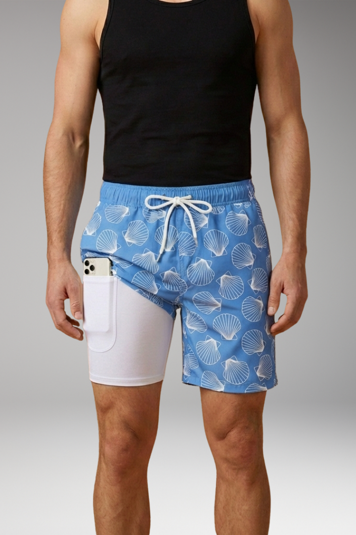 Men's Summer Shorts with Drawstring Waistband and Vibrant Printed Design