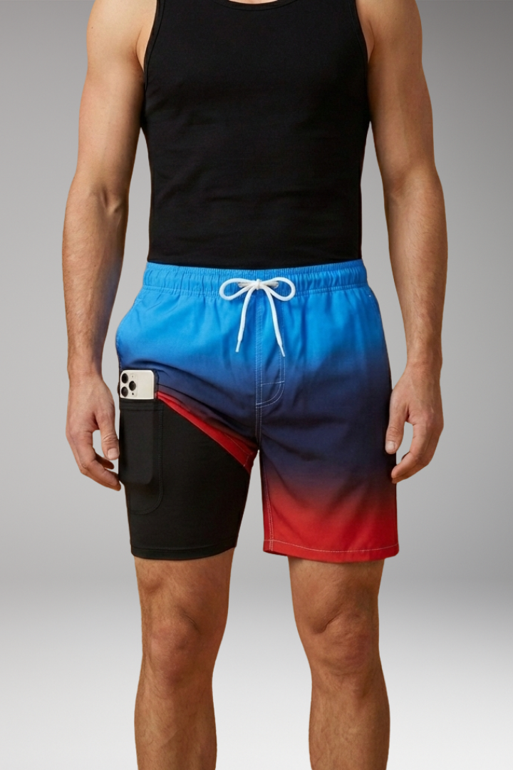 Men's Summer Shorts with Drawstring Waistband and Vibrant Printed Design