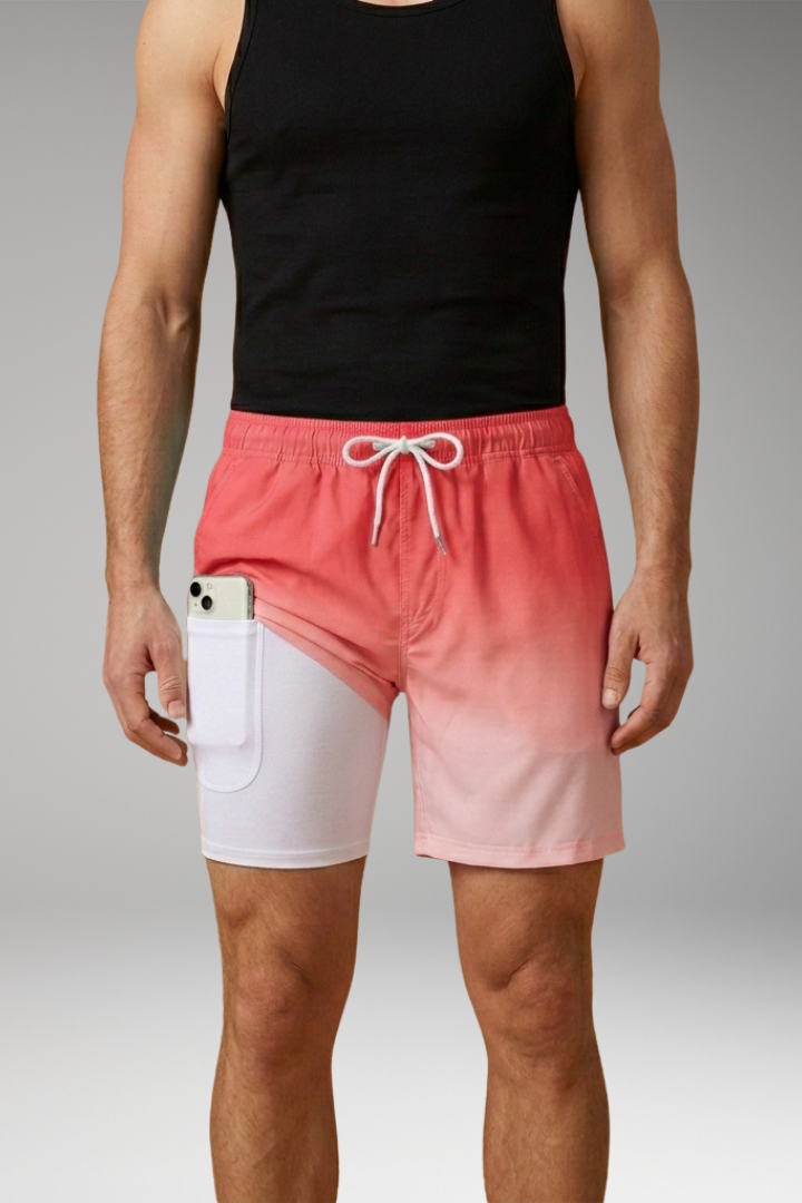 Men's Summer Shorts with Drawstring Waistband and Vibrant Printed Design