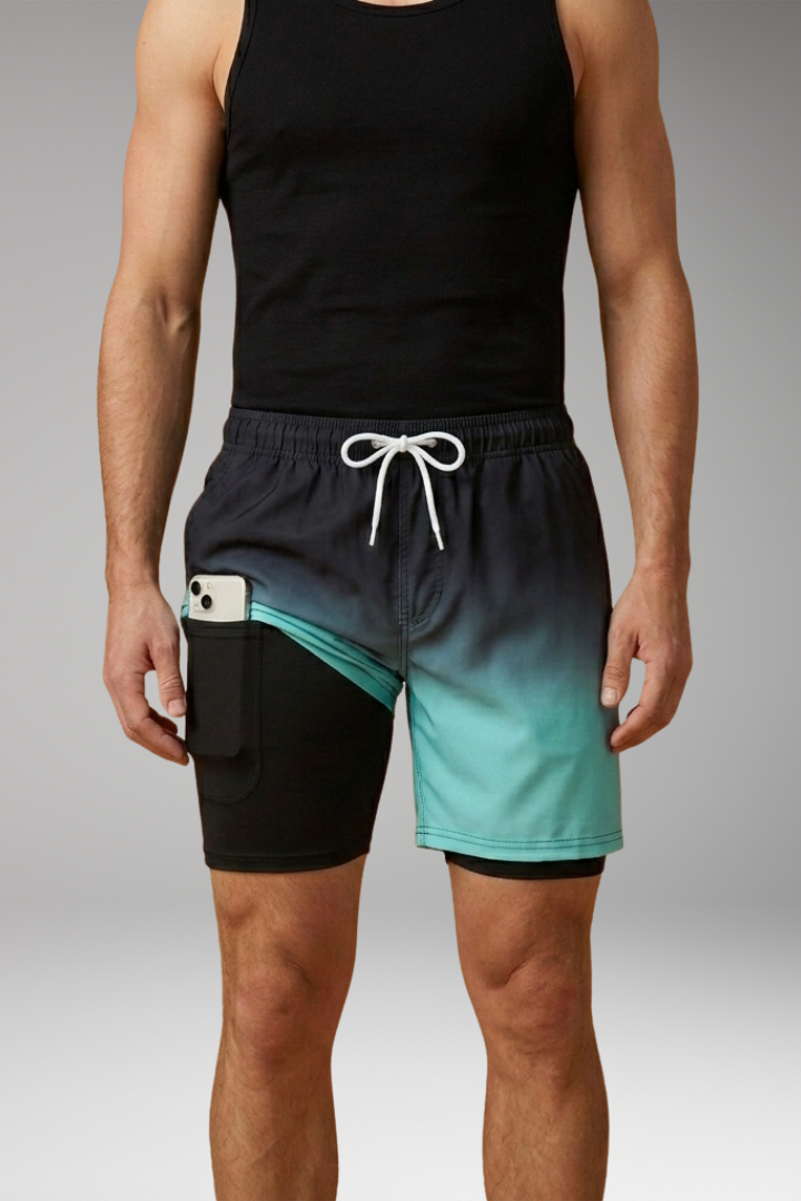 Men's Summer Shorts with Drawstring Waistband and Vibrant Printed Design