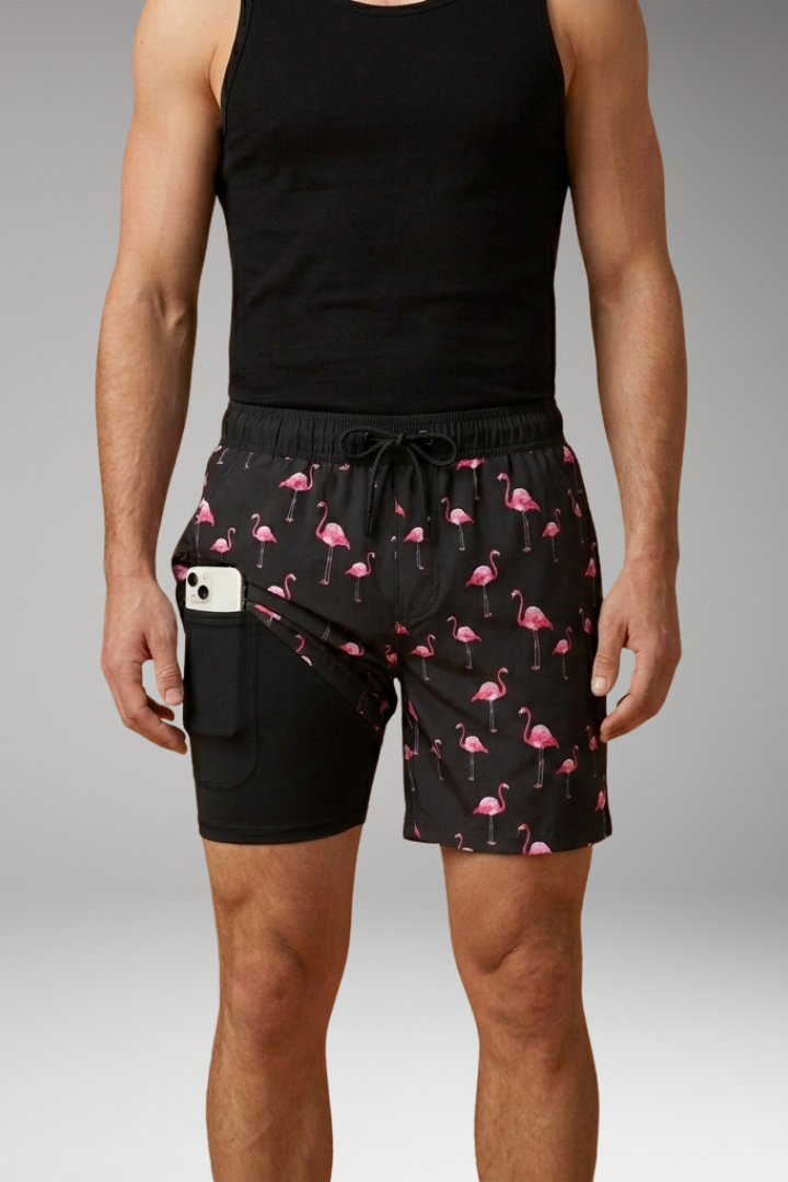 Men's Summer Shorts with Drawstring Waistband and Vibrant Printed Design