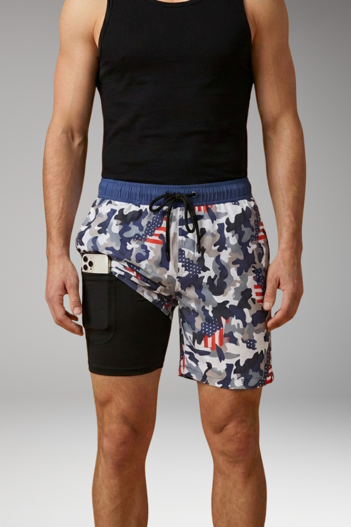 Men's Summer Shorts with Drawstring Waistband and Vibrant Printed Design