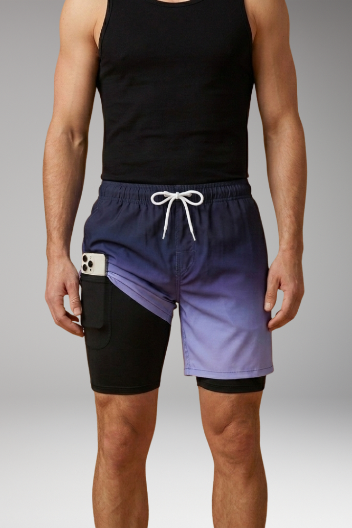 Men's Summer Shorts with Drawstring Waistband and Vibrant Printed Design