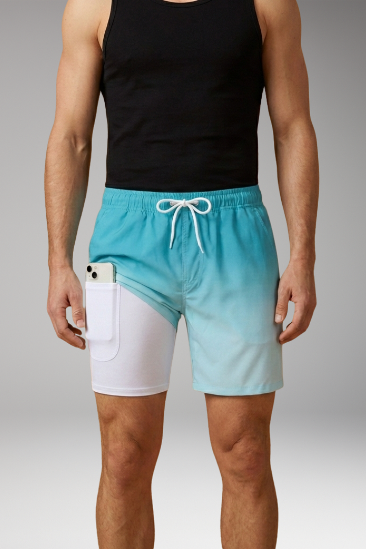 Men's Summer Shorts with Drawstring Waistband and Vibrant Printed Design